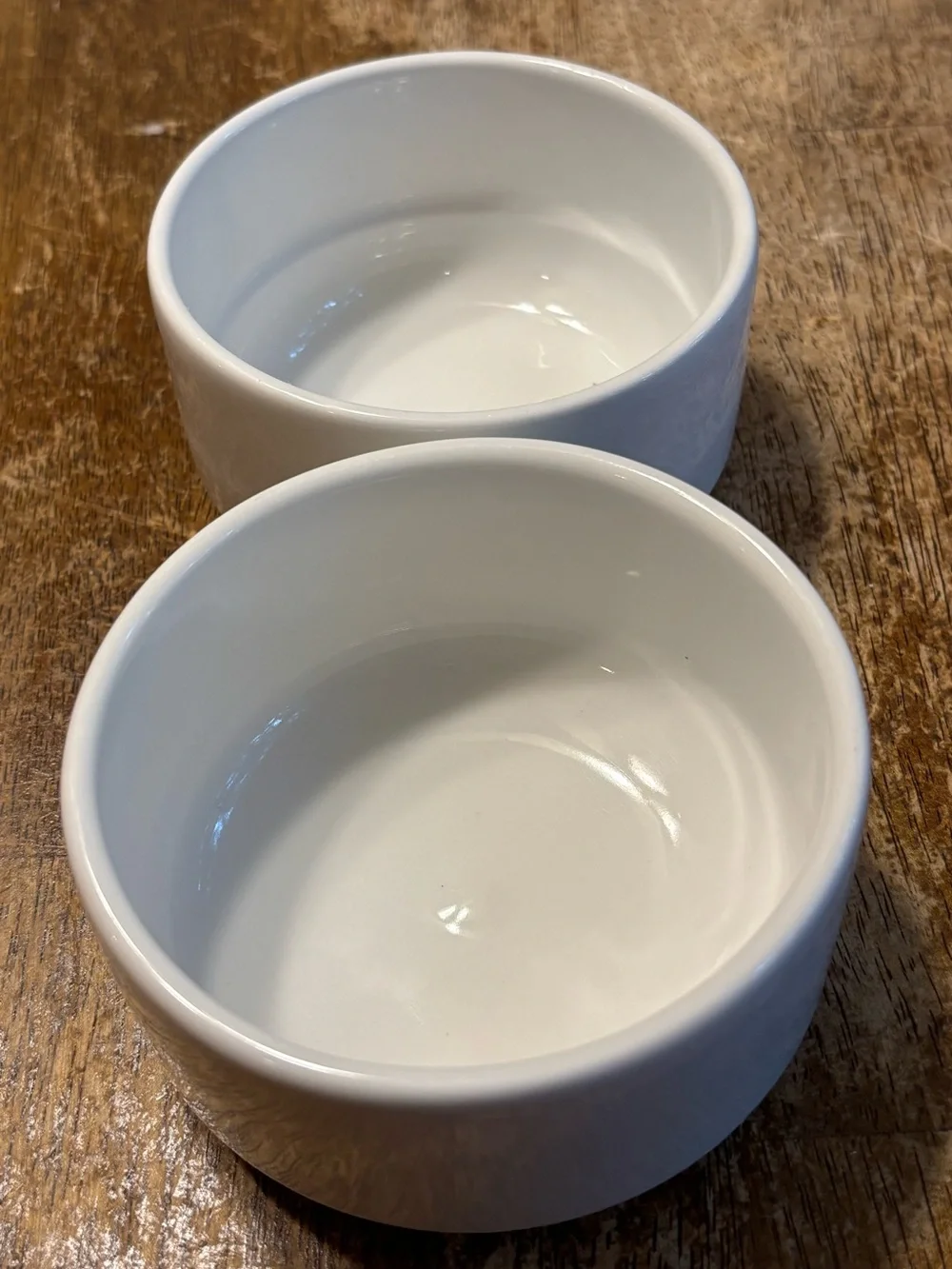 White Porcelain Ramekin Bowls Set of 2 Minimalist Modern Serving Dishes